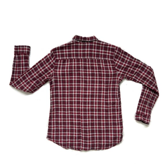 Eddie Bauer flannel button down, red plaid, XS - Picture 2 of 9